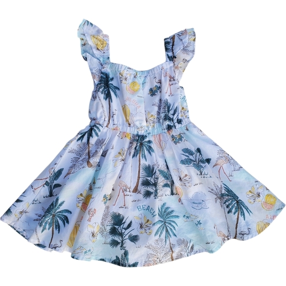 Janie and Jack Tropical Island Flutter Sleeve Dress Baby Girls 12-18 Months - Picture 2 of 4